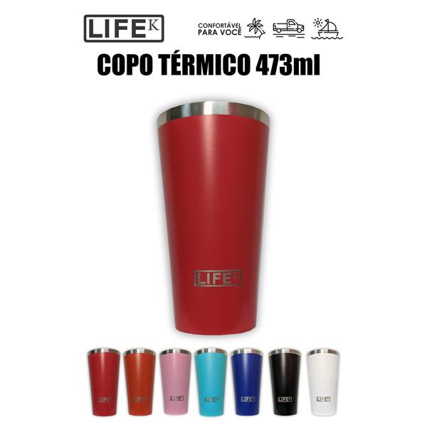 Imagem de Copo Térmico Vermelho P/ Cerveja Aço Inox Parede Dupla 473ml