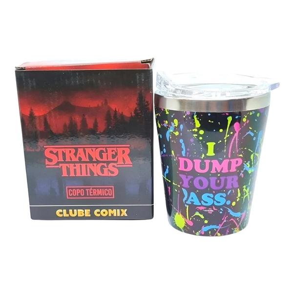 Imagem de Copo Térmico Viagem Mini Stranger Things Dump Your Ass 400ML - Clube Comix