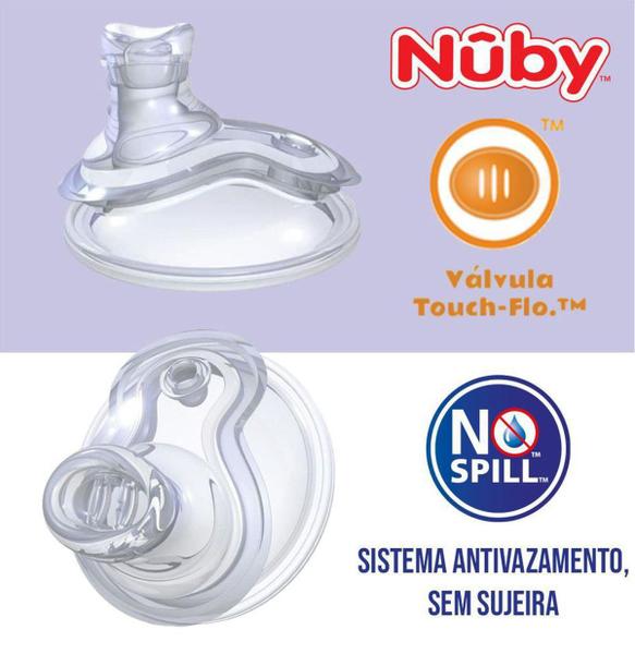 Imagem de Copo transição bebê antivazamento bico silicone nuby original 240 ml com alça