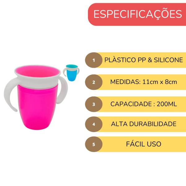 Imagem de Copo Transição Treinamento 360 Antivazamento 200ml Com Alça