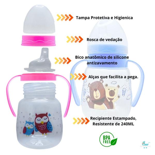 Imagem de Copo Treinamento Bico de silicone Antivazamento com Alça 240ml - Petita