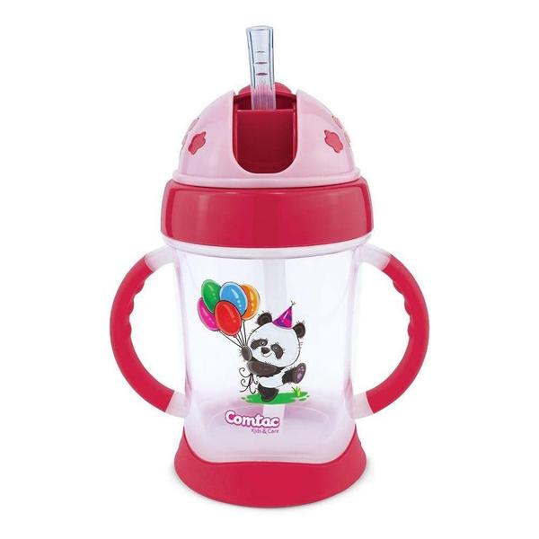 Imagem de Copo Treinamento Com Canudo Panda Rosa 250ml Comtac Kids