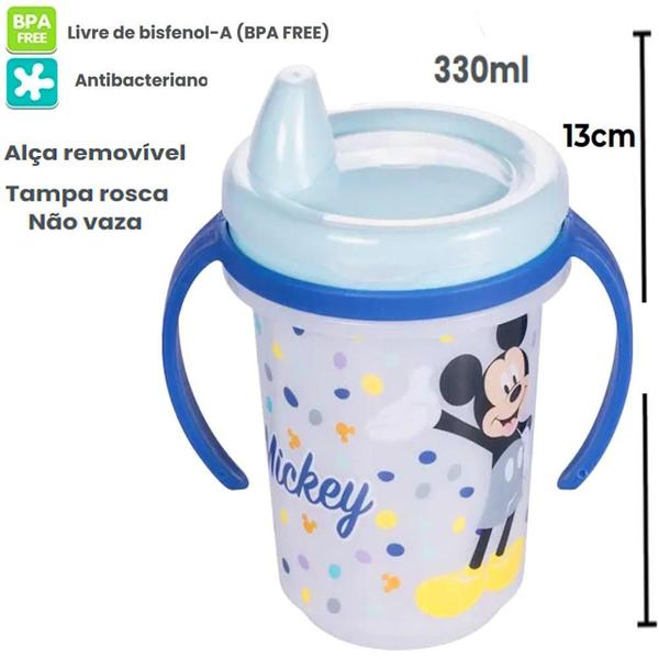 Imagem de Copo Treinamento Mickey 330ml Tampa Antivazamento Bebe