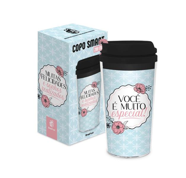 Imagem de Copo viagem smart termico 200ml amizade - muitas felicidades - Brasfoot Presentes