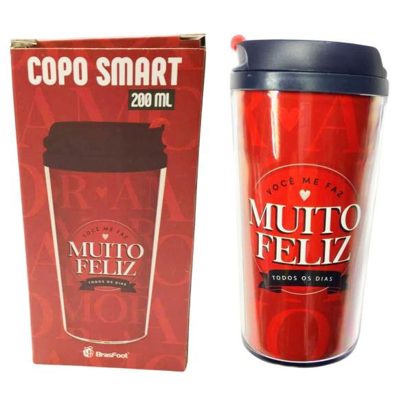 Imagem de Copo Viagem Térmico Plástico Vermelho Smart 200Ml Café Você