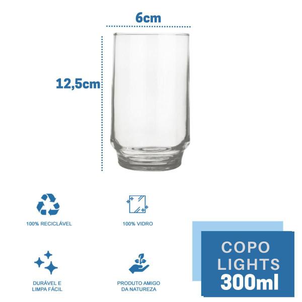 Imagem de Copo Vidro 300ml Lights Suco Agua Glamour Luxo Nadir - 10 Un