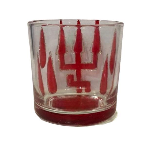 Imagem de Copo Whisky de Vidro Exú Tridente Vermelho 230 ml Nadir Luxo