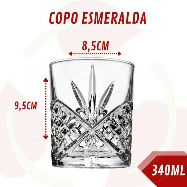 Imagem de Copos Baixo Esmeralda 330ml Luxo Doses Conhaque Uísque 12 Un