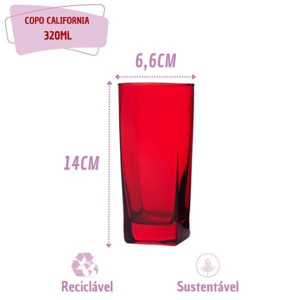 Imagem de Copos de Vidro 320ml Vermelho Texas Agua Suco 18 Unidades