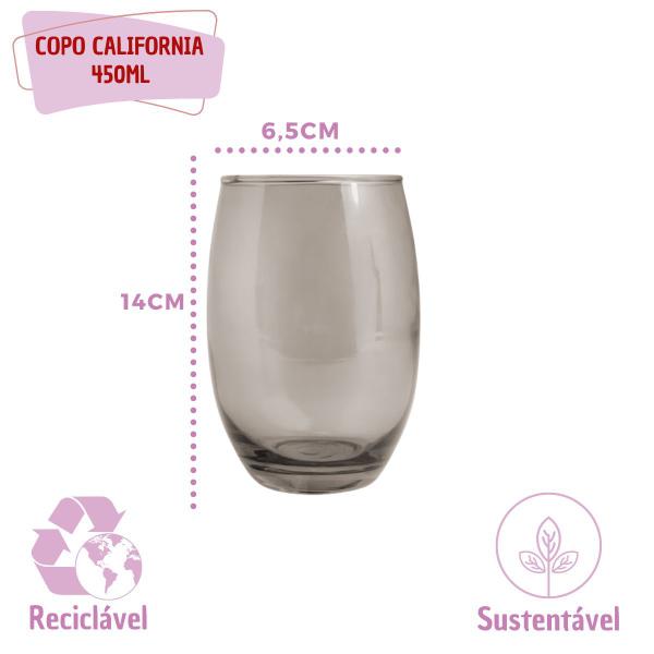 Imagem de Copos de Vidro 450ml Cinza California Agua Suco Vinho 2 Unid