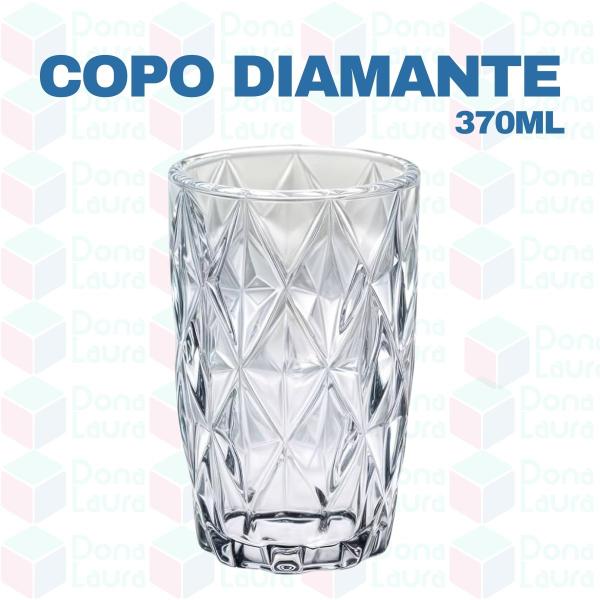 Imagem de Copos Diamante Transparente Mesa Posta 370ML Grosso 24 UN