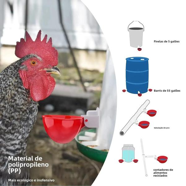 Imagem de Copos Grandes para Água de Frango (5 a 20 Peças) - Alimentador de Água para Aves