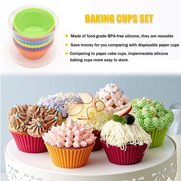 Imagem de Copos para assar cupcakes de silicone MODENGKONGJIAN, pacote com 24, multicoloridos