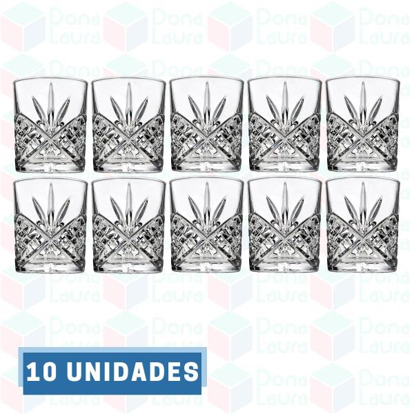 Imagem de Copos Vidro p/ Dose 330ML Whisky Licor Esmeralda 10 Unidades