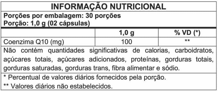 Imagem de COQ-10 - Coenzima Q10 (Ubiquinona) 100mg Por Porção 60 Capsulas Nataly