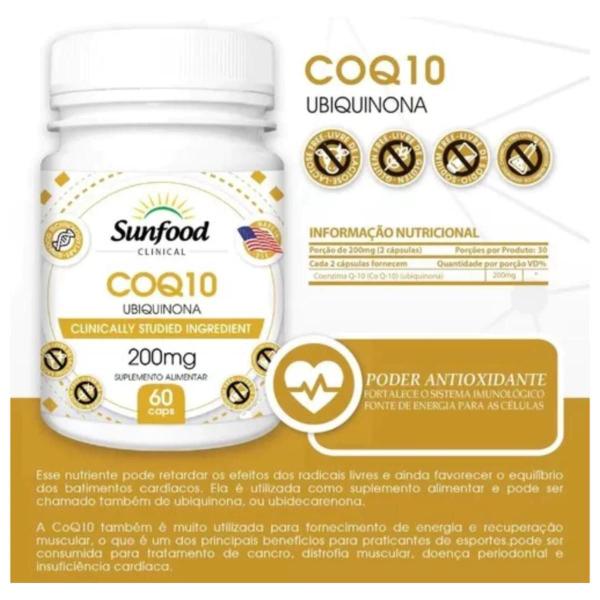 Imagem de Coq10 ubiquinona coenzima 60caps 200mg suplementar alimentar