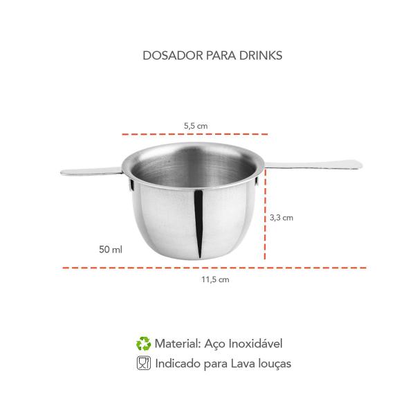 Coqueteleira Boston Copo Duplo e Dosador Drinks Inox Profissional - GOURMET MIX Imagem de Coqueteleira Boston Copo Duplo e Dosador Drinks Inox Profissional