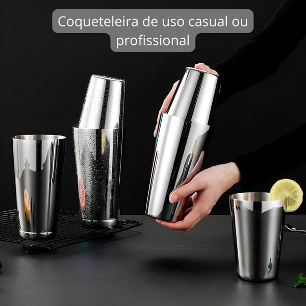 Imagem de Coqueteleira Boston Profissional Bar Inox Completo para Drink Martini Mojito Caipirinha