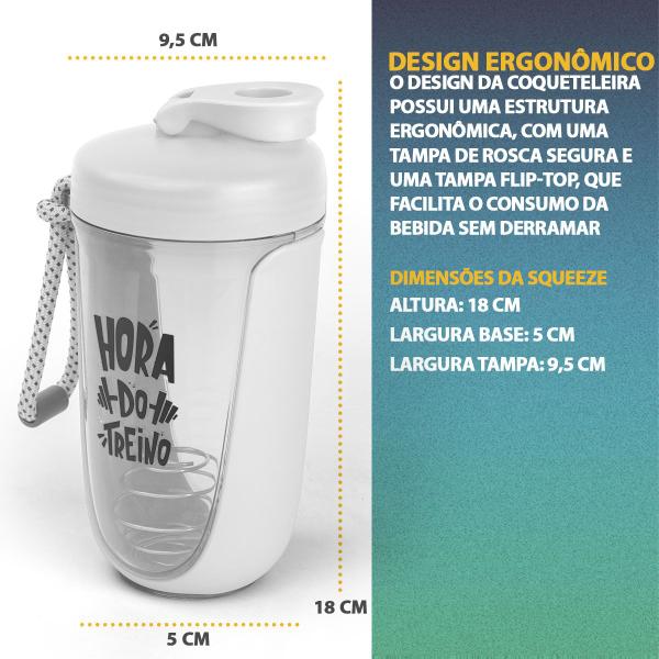 Imagem de Coqueteleira Copo Academia 550ml Shakeira Garrafa Shaker Com Mola Para Suplemento