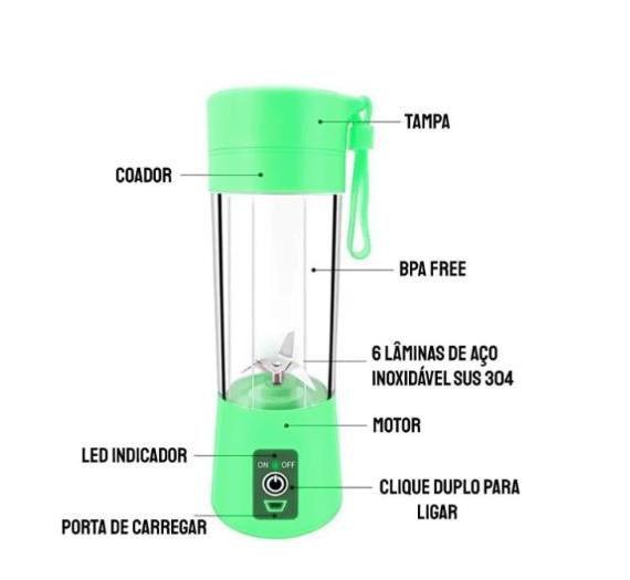 Imagem de Coqueteleira Copo Mixer Shakeira Acrílico Elétrica 400ml VERDE