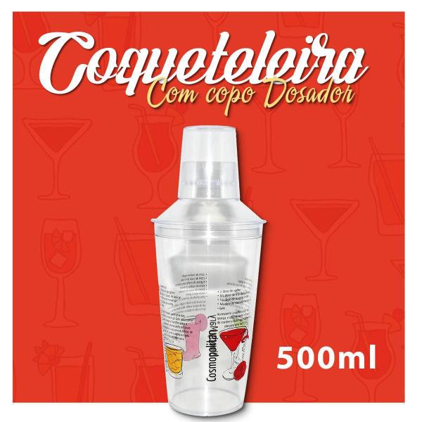 Imagem de Coqueteleira Drink Acrílico 500Ml De Tampa Dosador Estampa