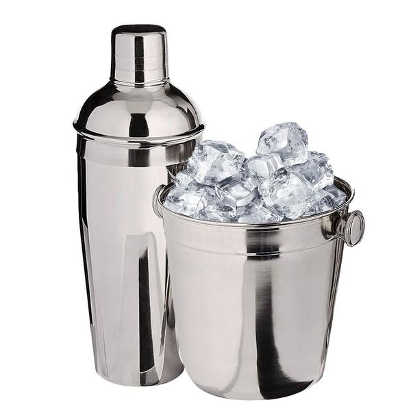 Imagem de Coqueteleira e Balde Aço Inox Para Bar Drinks Bebidas