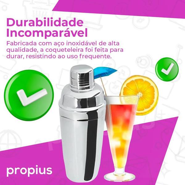 Imagem de Coqueteleira Inox 750 Ml 3 Peças Drinks e Caipirinhas Bartender Água Frutas Eventos Festas Casamento