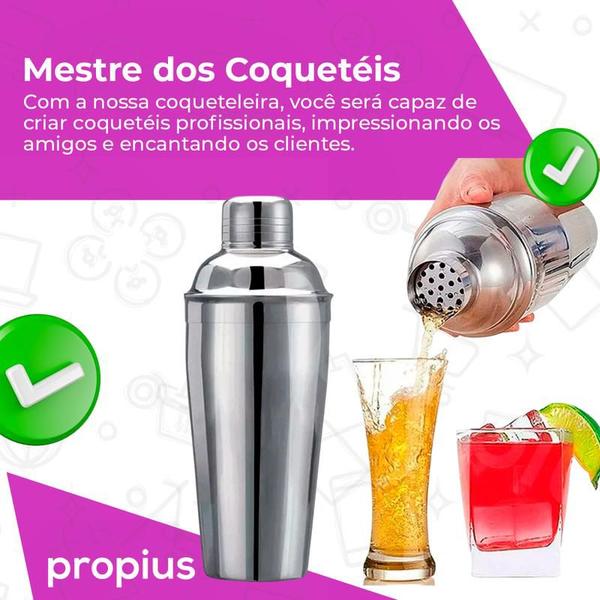 Imagem de Coqueteleira Inox 750 Ml Drinks e Caipirinhas Coqueteleiro Gelo Bartender Água Tradicional