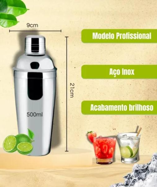 Imagem de Coqueteleira Inox Profissional Gourmet 500ml Bebida Drink