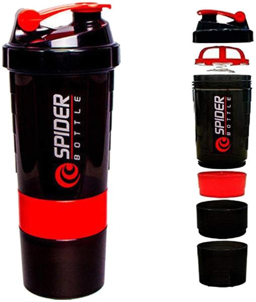 Imagem de Coqueteleira Shaker 500ml Spider Bottle 3  Academia Vermelho