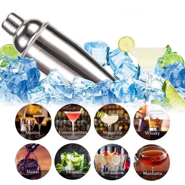 Imagem de Coqueteleira + Socador+ Dosador Inox 500Ml Caipirinha Drinks