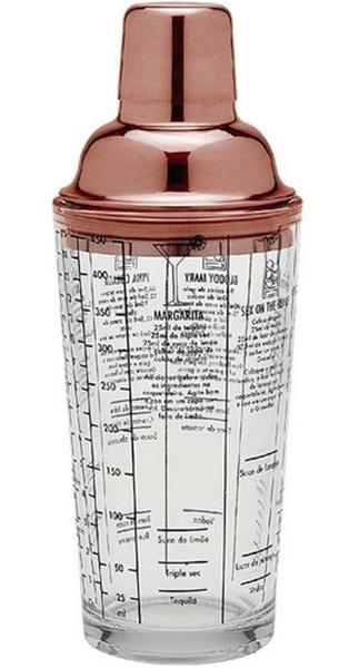 Coqueteleira Vidro Rose Inox 450Ml Com Receitas Hauskraft Imagem de Coqueteleira Vidro Rose Inox 450Ml Com Receitas Hauskraft