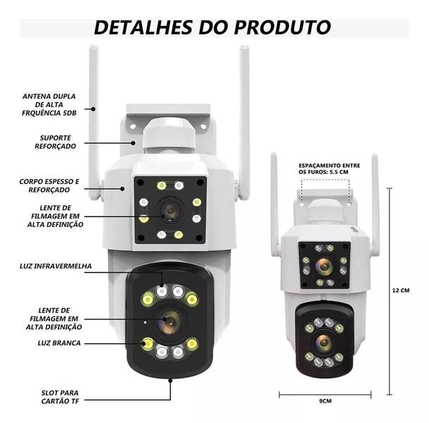 Imagem de Cor Branco Elegante: Câmera Segurança Smart Wi-Fi Zoom 10X