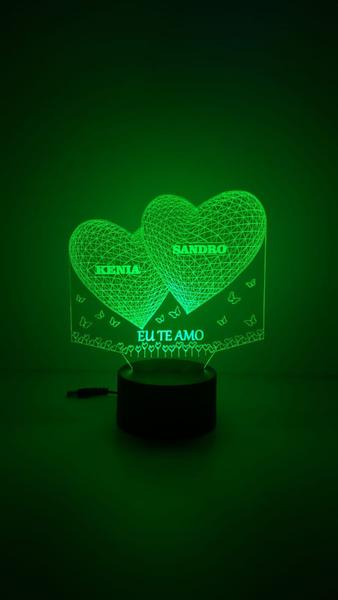 Imagem de Coração Personalizado Luminária led pilha 1 cor Casal Amor presente