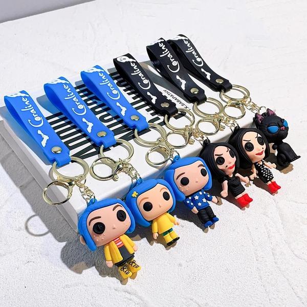 Imagem de Coraline Cartoon Movie Action Figure Boneca Pvc Chaveiro Pingente Modelo Bonito Presente Para