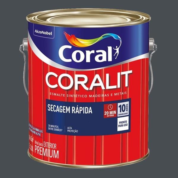 Imagem de Coralit Secagem Rápida Brilhante Cinza Escuro 3L Coral