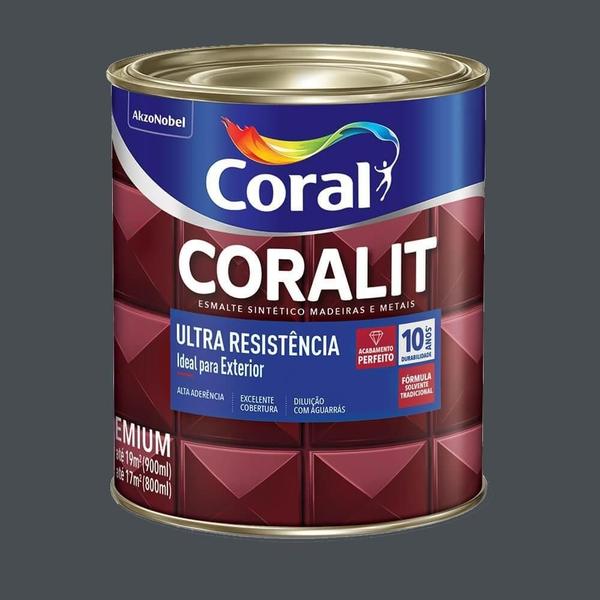 Imagem de Coralit Ultra Resistência Brilho Cinza Escuro 900ml Coral