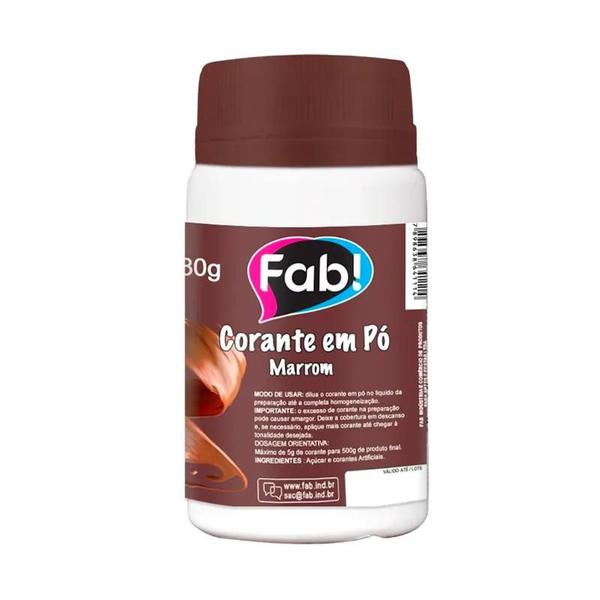 Imagem de Corante Em Po Marrom Chocolate 80g Fab