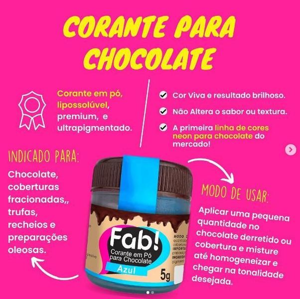 Corante Em Pó Vermelho Para Chocolate Fab Bolos - FAB! Imagem de Corante Em Pó Vermelho Para Chocolate Fab Bolos