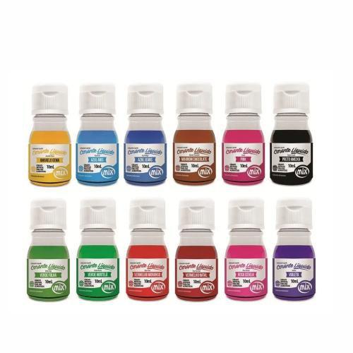 Corante liquido 10ml kit com 12 cores mix Imagem de Corante liquido 10ml kit com 12 cores mix