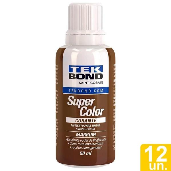 Imagem de Corante Líquido Tekbond Marrom 50ml - Embalagem com 12 Unidades