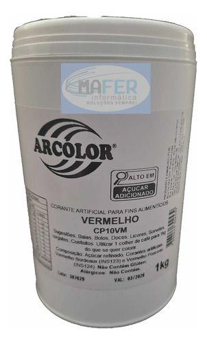 Corante Vermelho Em Pó De 1 Kg Arcolor Alimentício Imagem de Corante Vermelho Em Pó De 1 Kg Arcolor Alimentício
