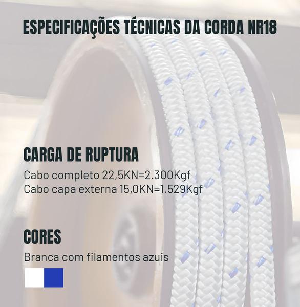 Imagem de Corda 12 mm Poliamida para Trabalho em Altura NR18 Multiplic 50 metros