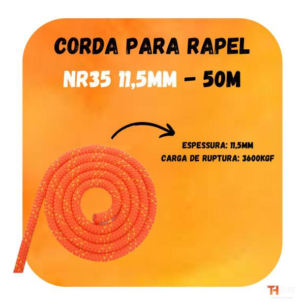 Imagem de Corda Alpinista Rapel K2 Cabo de Vida Semi Estática 11,5mm 36Kn Trabalho em Altura Laranja 50 metros