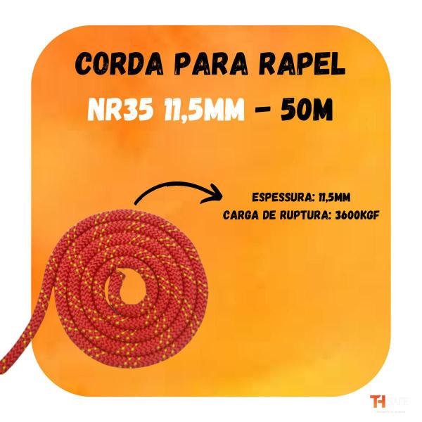 Imagem de Corda Alpinista Rapel K2 Cabo de Vida Semi Estática 11,5mm 36Kn Trabalho em Altura Vermelha 50 metros