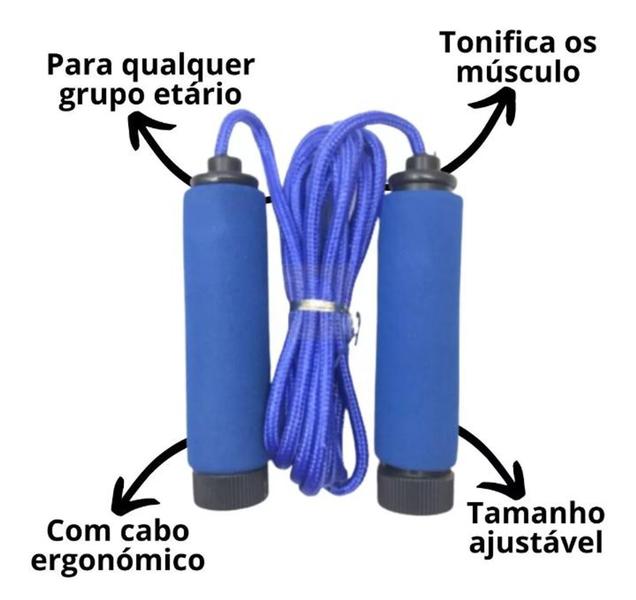 Corda de pular ajustável cabo emborrachados treino pratico resistente - Filó Modas Imagem de Corda de pular ajustável cabo emborrachados treino pratico resistente