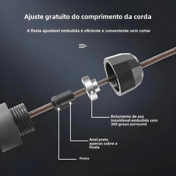 Imagem de Corda de Pular Ajustável com Fio de Aço - Ideal para Treino Físico em Casa