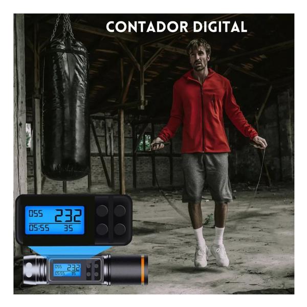 Imagem de Corda de pular com contador cardiovascular digital ajustável