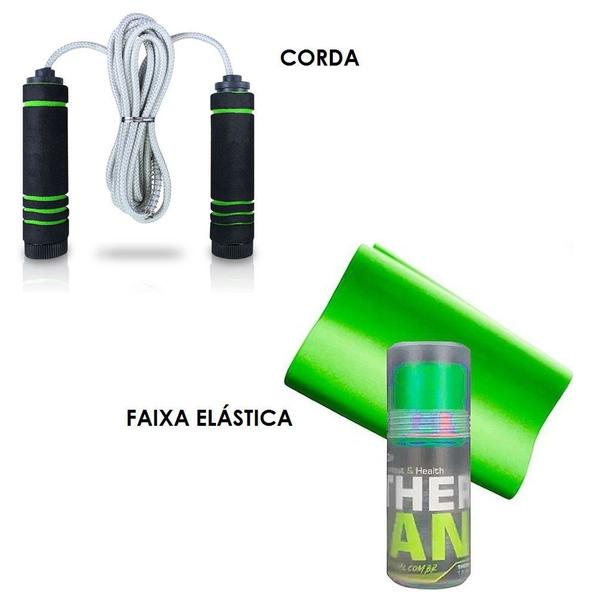 Imagem de Corda De Pular Fitnes + Faixa Elástica Alongamento Mbfit