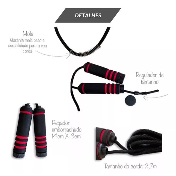 Corda de Pular Nylon para Treino Funcional, 2,70m, Profissional - FSS Variedades Imagem de Corda de Pular Nylon para Treino Funcional, 2,70m, Profissional